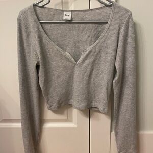 TNA Gray Long Sleeve Cropped Top